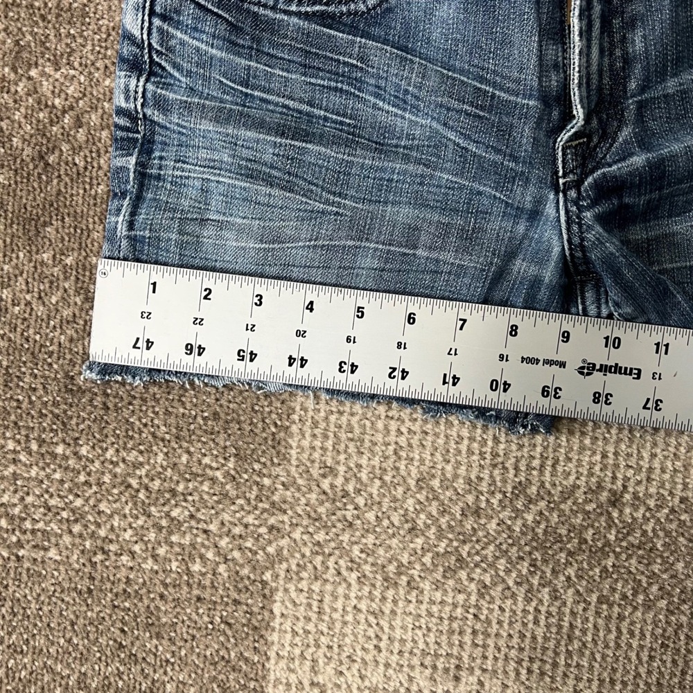 Vintage Lucky Brand Women Size 4 27 Denim Jean Shorts Distressed Frayed Blue - Picture 9 of 10